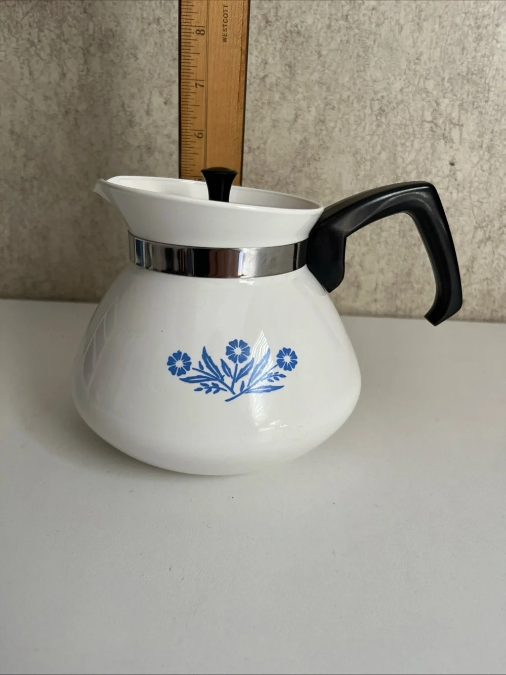 RARE Backstamp 1958 Vintage Corning Ware Blue Cornflower 6 Cup Teapot with lid
